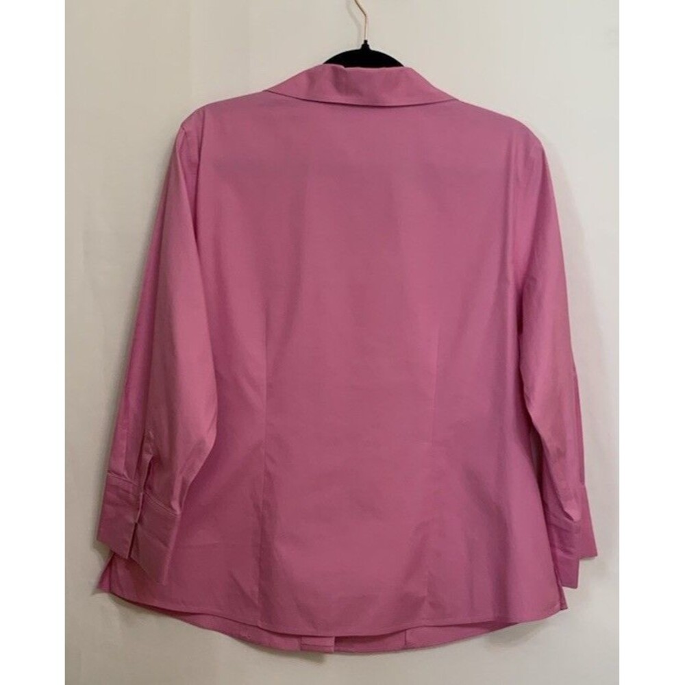 Chicos Size 2 Womens Large Top No Iron Button Front Blouse Pink Cotton - Picture 2 of 6